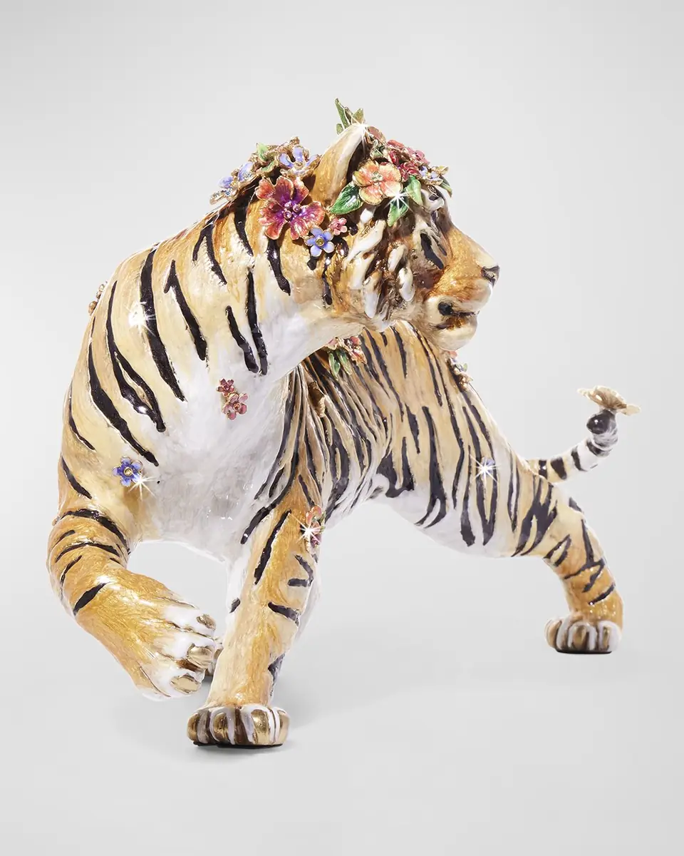 Jay Strongwater Tiger with Flower Crown Figure | Thumbnail 2