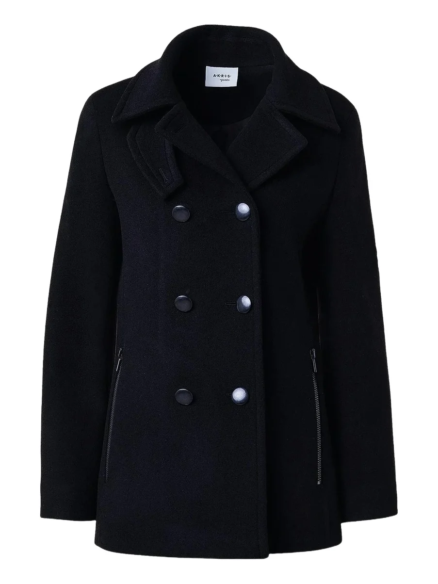 Women's Double-Breasted Wool-Blend Pea Coat