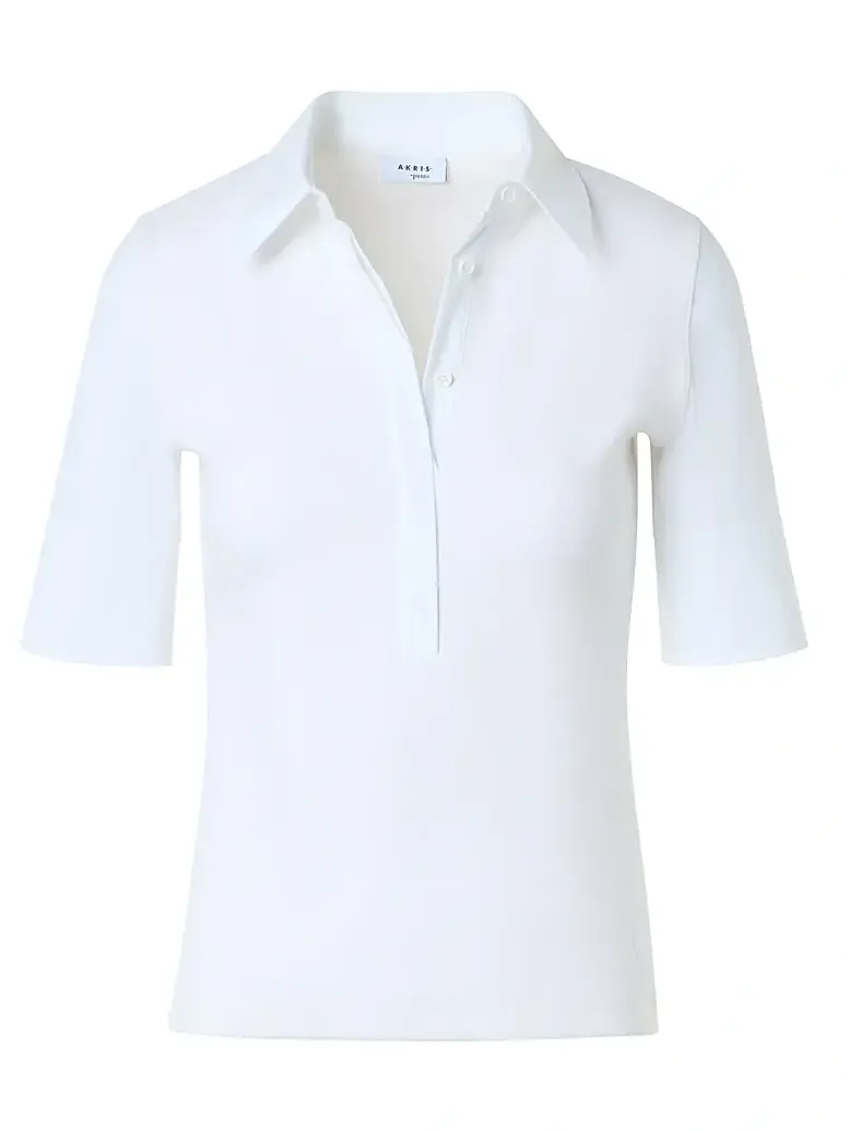 Women's Ribbed Stretch-Jersey Polo Shirt Women's Ribbed Stretch-Jersey Polo Shirt
