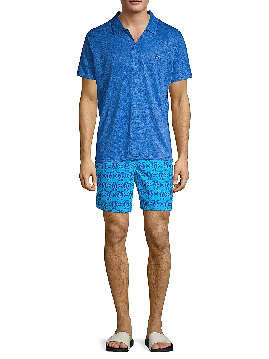 Vilebrequin Men's Pyramid Linen Polo Shirt | Thumbnail 2 Vilebrequin Men's Pyramid Linen Polo Shirt | Thumbnail 2