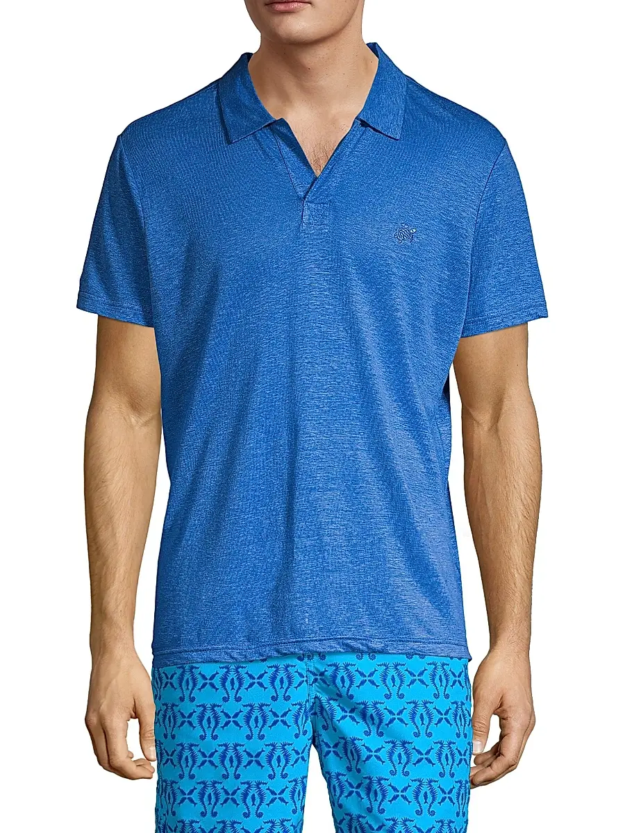 Vilebrequin Men's Pyramid Linen Polo Shirt | Thumbnail 3 Vilebrequin Men's Pyramid Linen Polo Shirt | Thumbnail 3