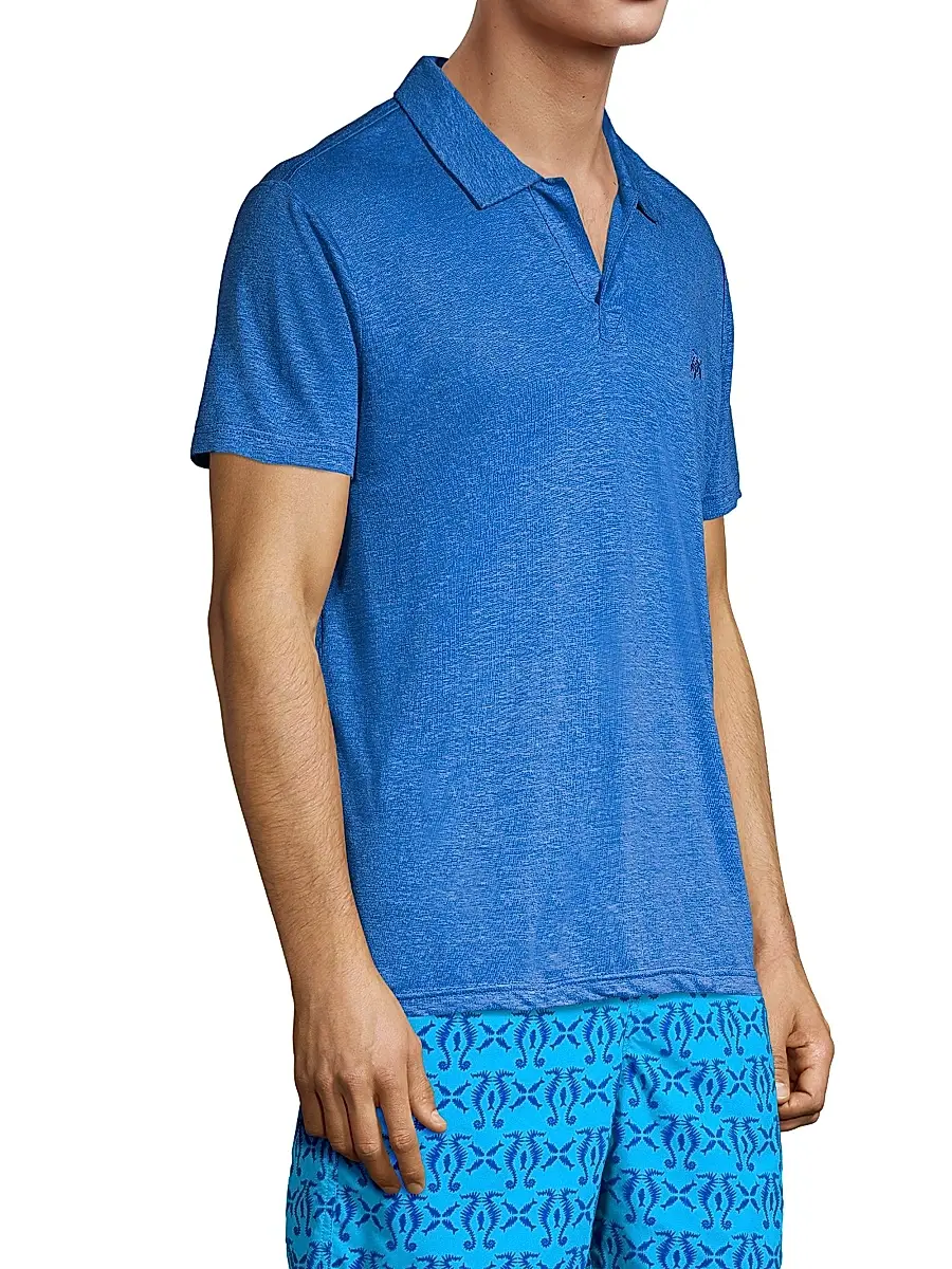 Vilebrequin Men's Pyramid Linen Polo Shirt | Thumbnail 4 Vilebrequin Men's Pyramid Linen Polo Shirt | Thumbnail 4