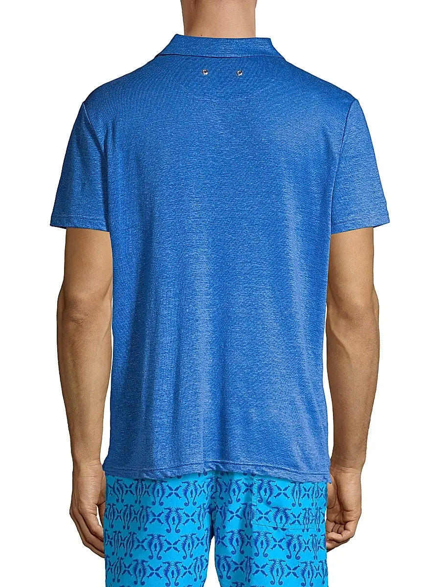 Vilebrequin Men's Pyramid Linen Polo Shirt | Thumbnail 5 Vilebrequin Men's Pyramid Linen Polo Shirt | Thumbnail 5