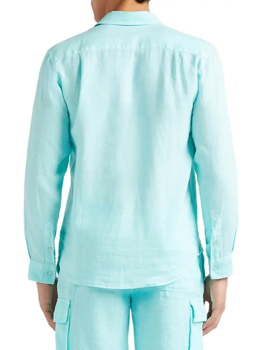 Vilebrequin Men's Caroubis Linen Button-Front Shirt | Thumbnail 4 Vilebrequin Men's Caroubis Linen Button-Front Shirt | Thumbnail 4