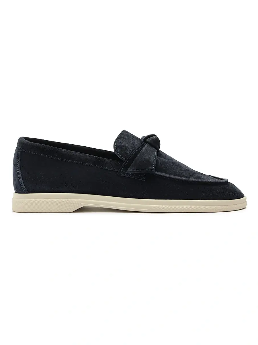 Alexandre Birman Women's Clarita Suede Bow Loafers - Twilight Blue | Image 1 Alexandre Birman Women's Clarita Suede Bow Loafers - Twilight Blue | Image 1