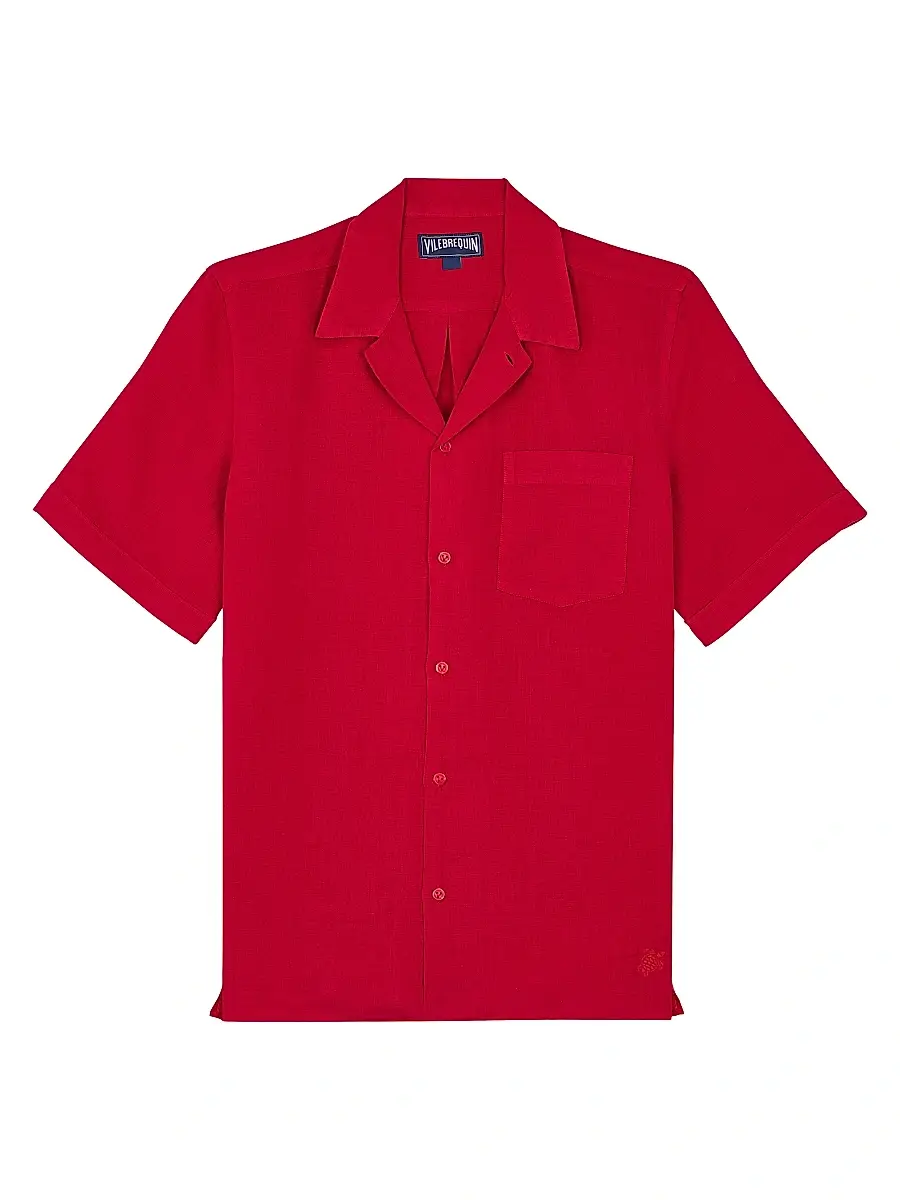 Vilebrequin Men's Charli Linen Shirt - Red | Image 1 Vilebrequin Men's Charli Linen Shirt - Red | Image 1