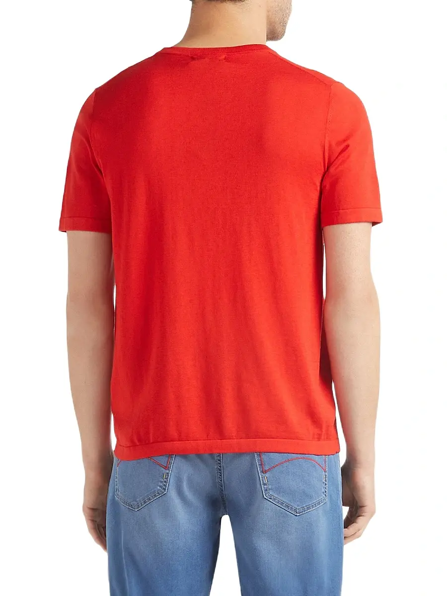Vilebrequin Men's Big Turtle Silk & Cotton T-Shirt - Coquelicot | Thumbnail 5 Vilebrequin Men's Big Turtle Silk & Cotton T-Shirt - Coquelicot | Thumbnail 5