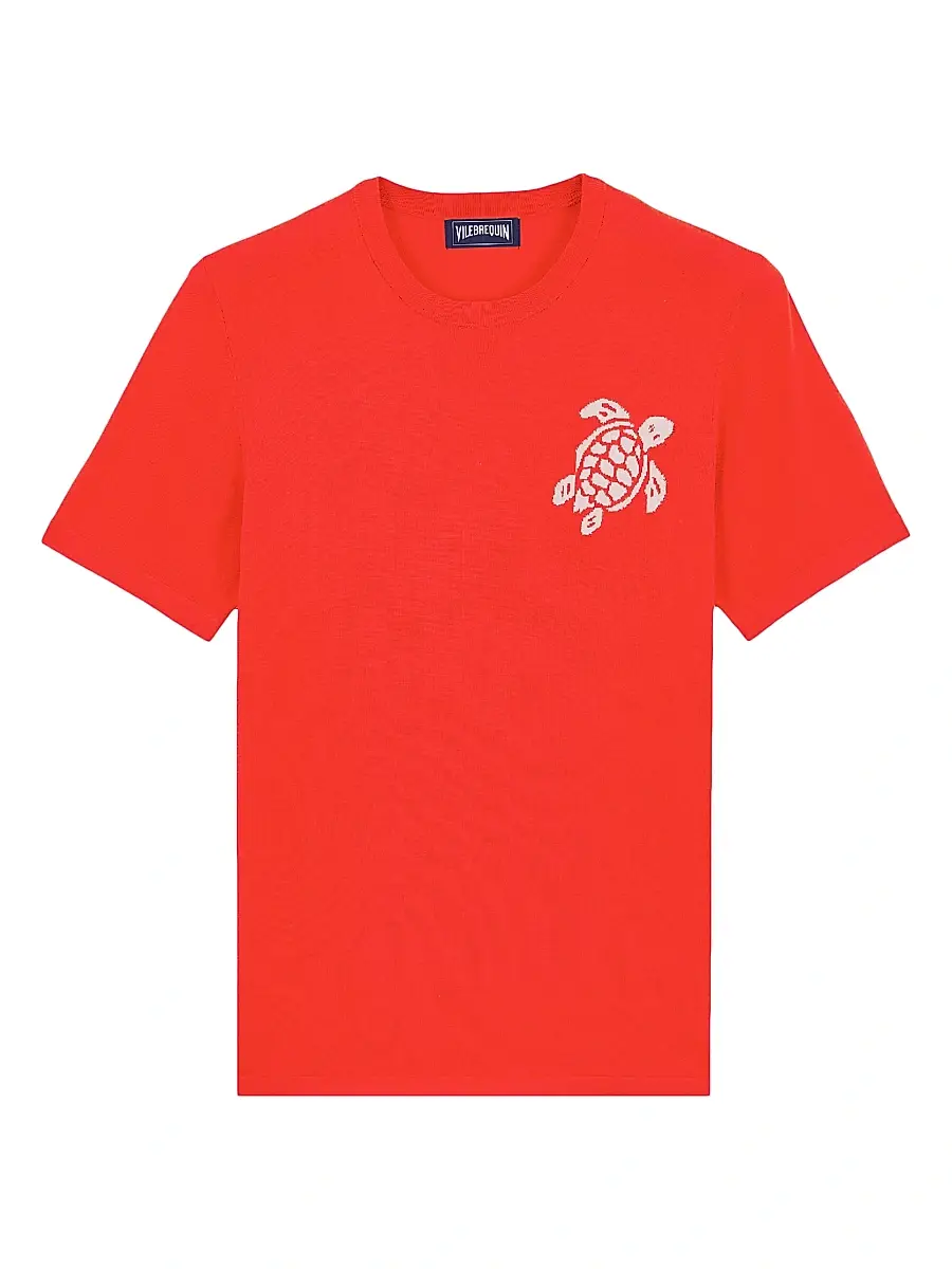 Vilebrequin Men's Big Turtle Silk & Cotton T-Shirt | Image 1 Vilebrequin Men's Big Turtle Silk & Cotton T-Shirt | Image 1