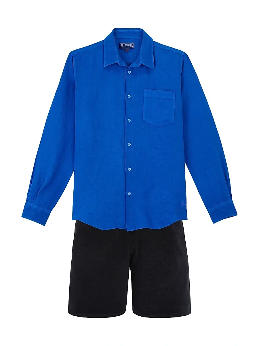 Vilebrequin Men's Long-Sleeve Linen Shirt | Thumbnail 2