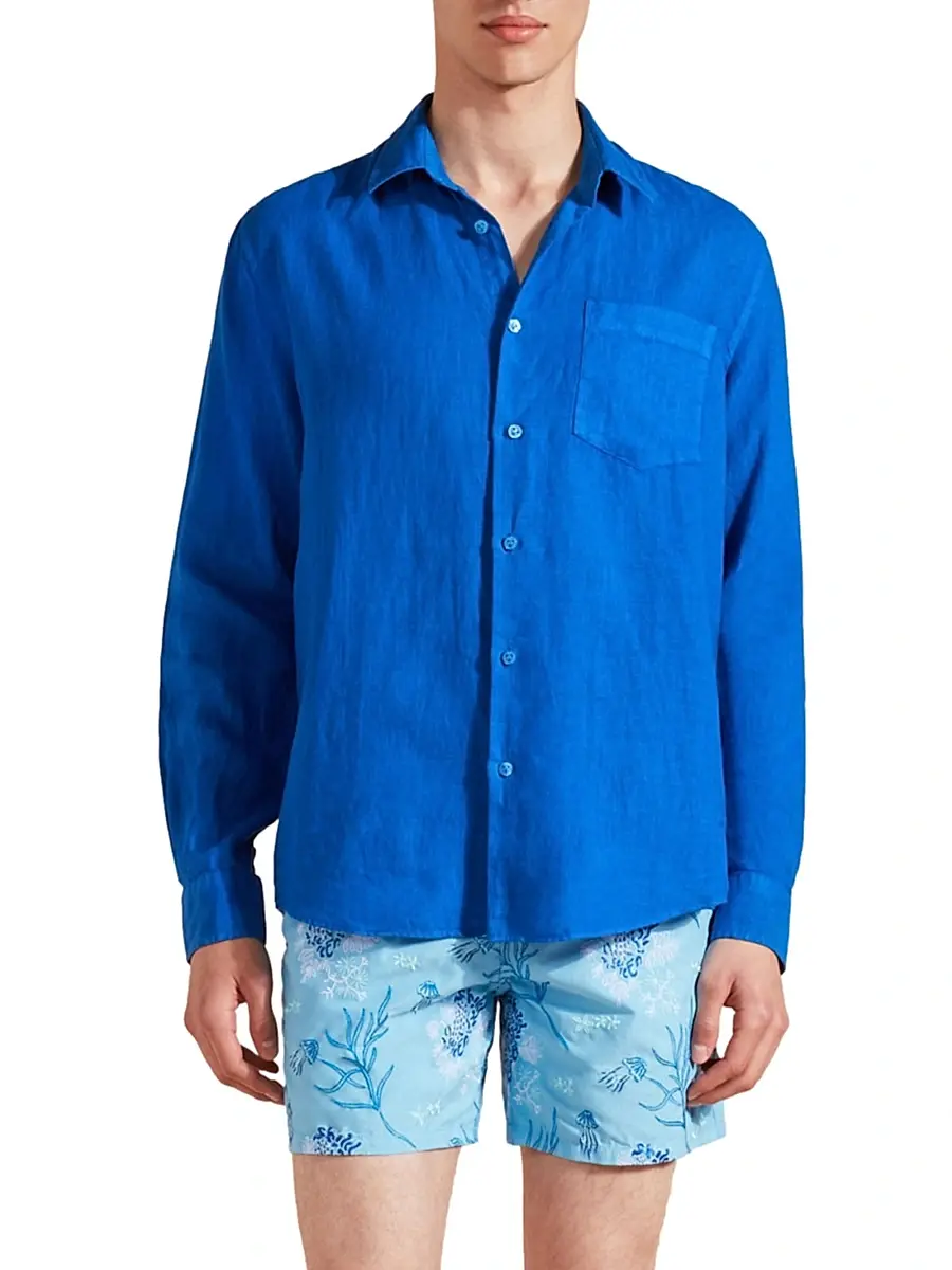 Vilebrequin Men's Long-Sleeve Linen Shirt | Thumbnail 4