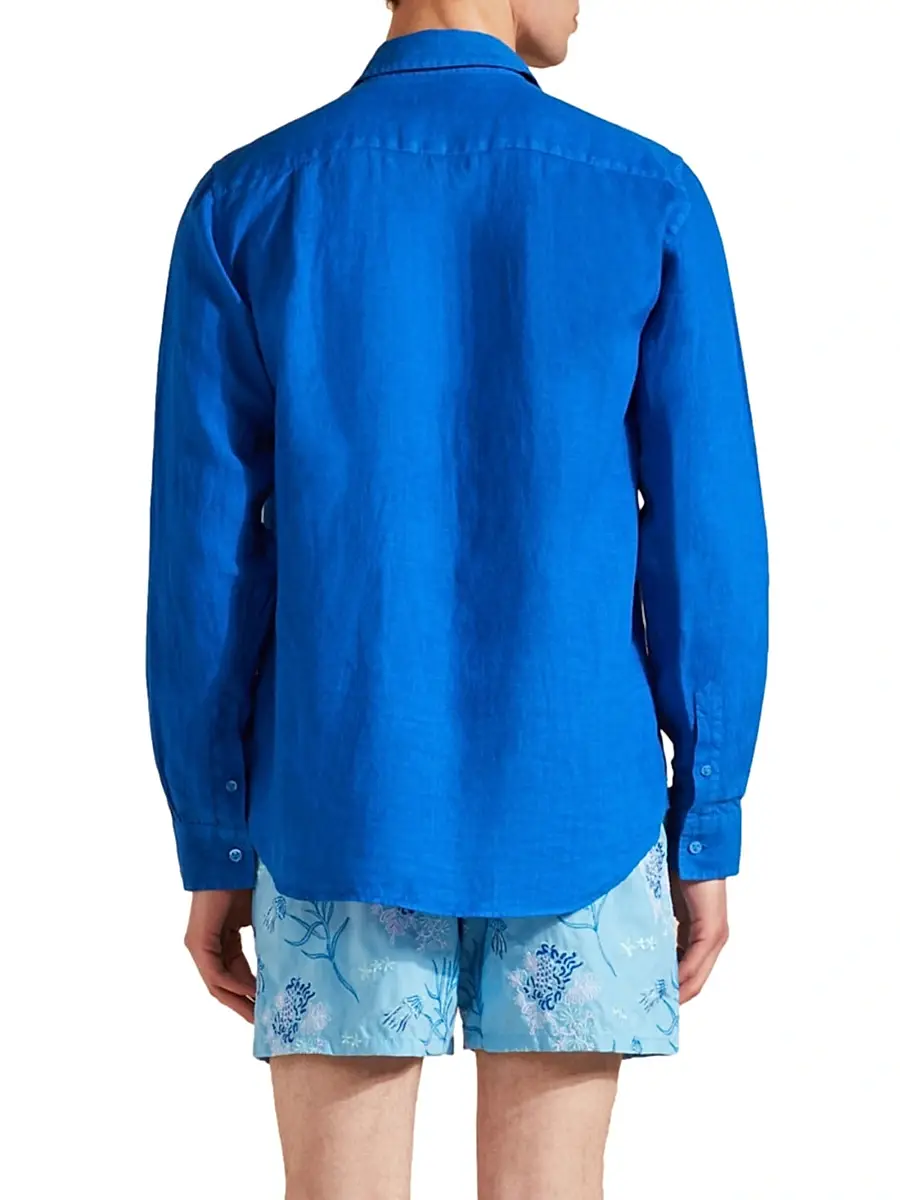 Vilebrequin Men's Long-Sleeve Linen Shirt | Thumbnail 5