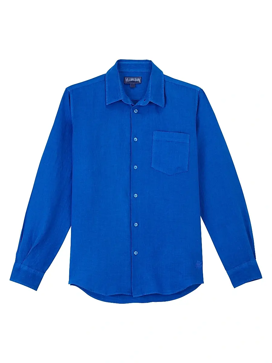 Vilebrequin Men's Long-Sleeve Linen Shirt - Palace | Image 1 Vilebrequin Men's Long-Sleeve Linen Shirt - Palace | Image 1