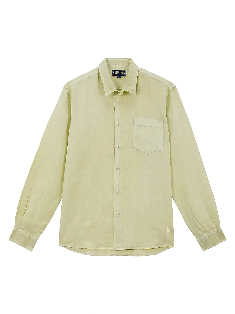 Vilebrequin Men's Linen Button-Up Shirt - Citronelle | Image 1 Vilebrequin Men's Linen Button-Up Shirt - Citronelle | Image 1