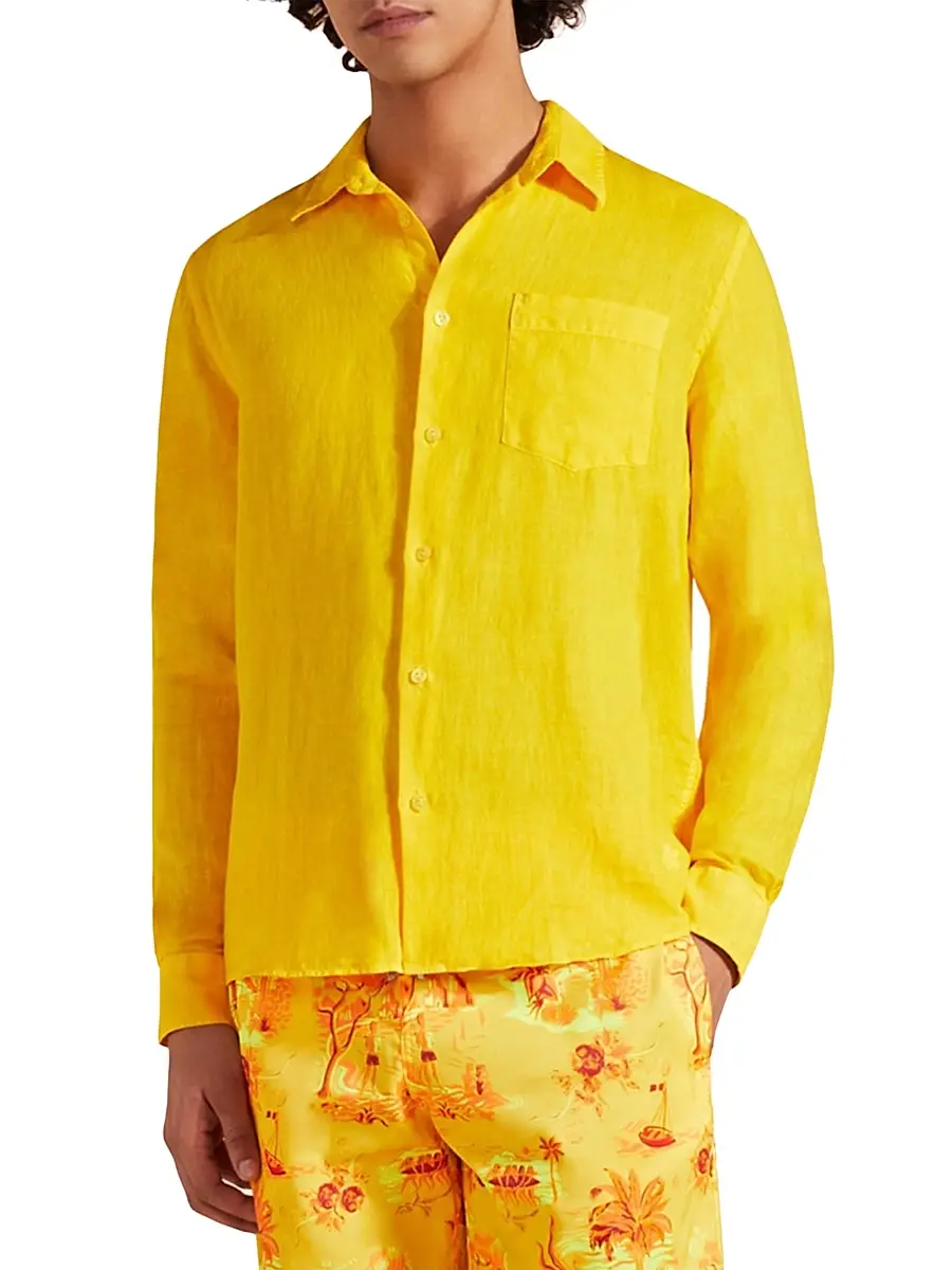 Vilebrequin Men's Long-Sleeve Linen Shirt | Thumbnail 4