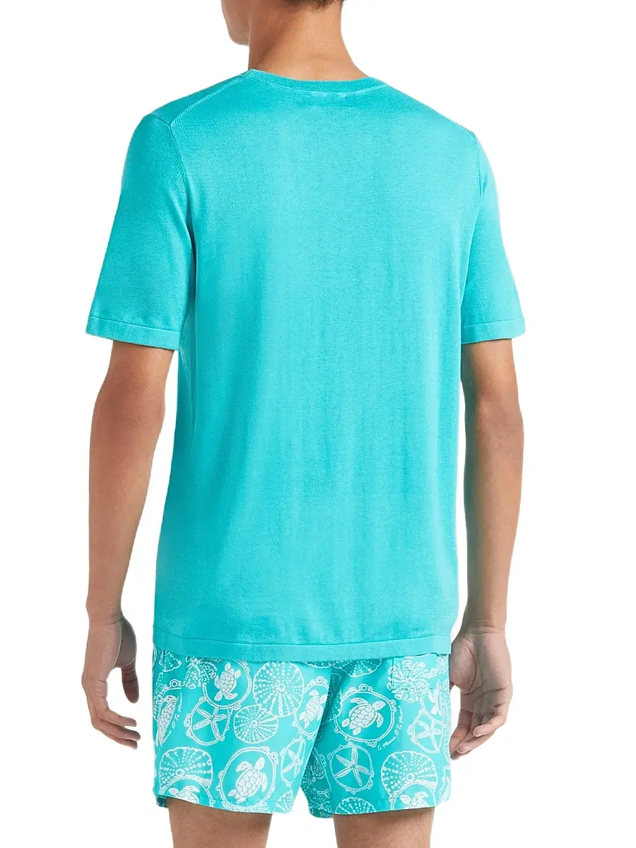 Vilebrequin Men's Big Turtle Silk & Cotton T-Shirt - Vertdisco | Thumbnail 5 Vilebrequin Men's Big Turtle Silk & Cotton T-Shirt - Vertdisco | Thumbnail 5