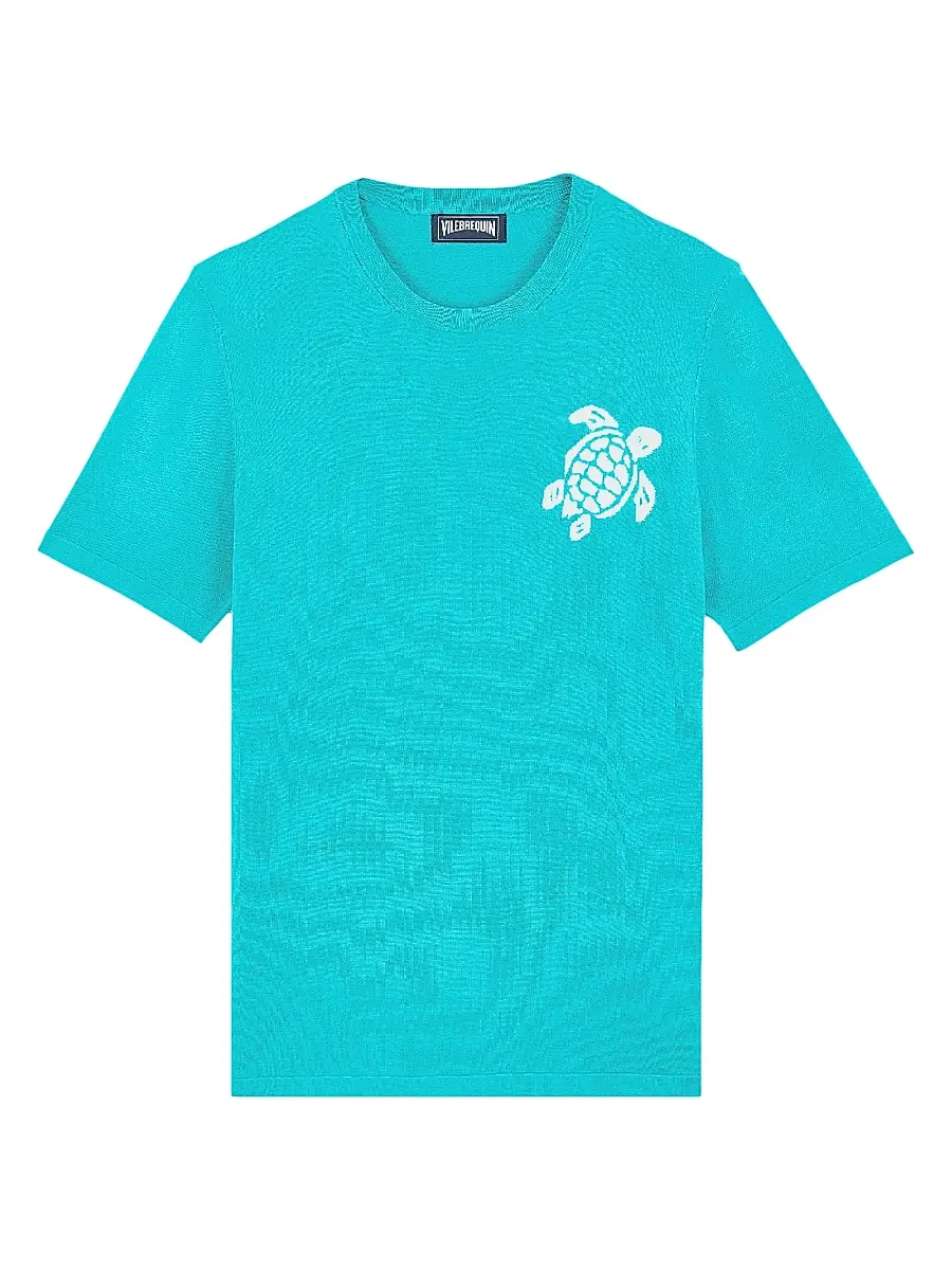 Vilebrequin Men's Big Turtle Silk & Cotton T-Shirt - Vertdisco | Image 1 Vilebrequin Men's Big Turtle Silk & Cotton T-Shirt - Vertdisco | Image 1