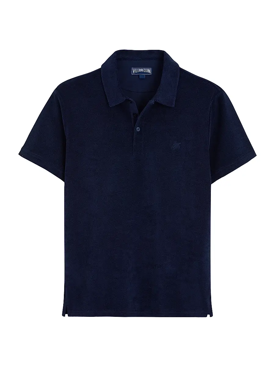 Vilebrequin Men's Organic Cotton Terry Polo Shirt - Bleu Marine | Image 1 Vilebrequin Men's Organic Cotton Terry Polo Shirt - Bleu Marine | Image 1