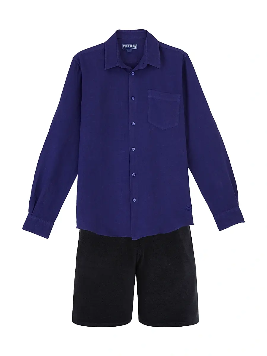 Vilebrequin Men's Long-Sleeve Linen Shirt | Thumbnail 2 Vilebrequin Men's Long-Sleeve Linen Shirt | Thumbnail 2
