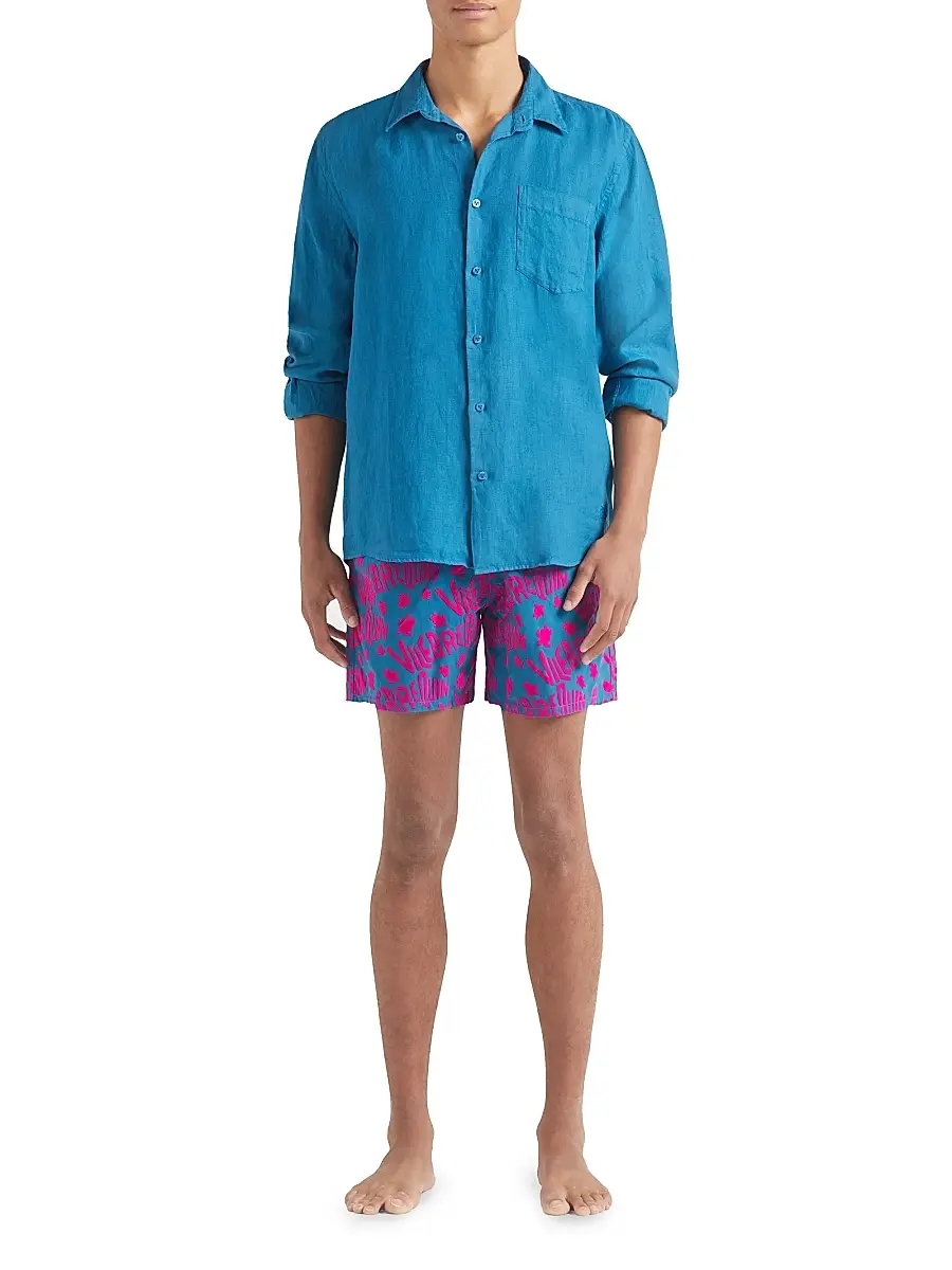 Vilebrequin Men's Long-Sleeve Linen Shirt | Thumbnail 2