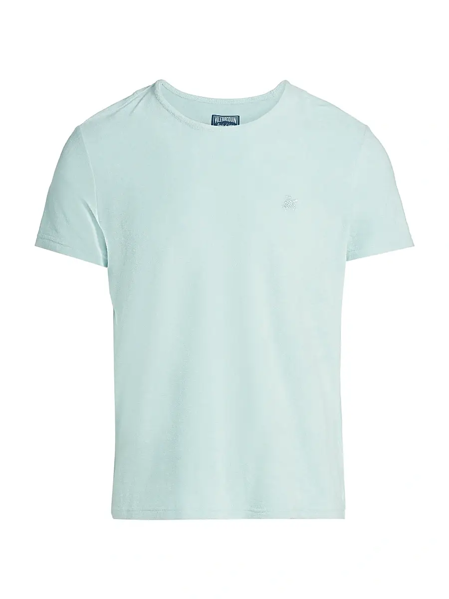 Vilebrequin Men's Cotton-Blend Crewneck T-Shirt - Pacific | Image 1 Vilebrequin Men's Cotton-Blend Crewneck T-Shirt - Pacific | Image 1