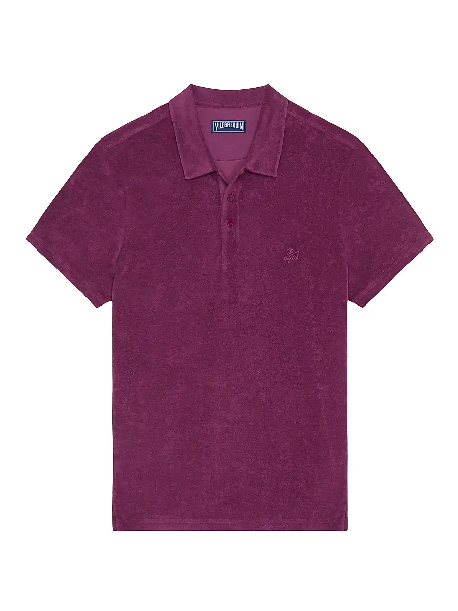 Vilebrequin Men's Terry Cloth Polo Shirt - Aubergine - Size XXXL | Image 1 Vilebrequin Men's Terry Cloth Polo Shirt - Aubergine - Size XXXL | Image 1