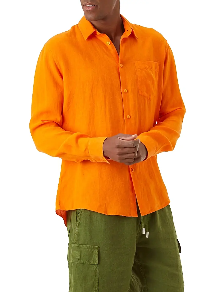 Vilebrequin Men's Long-Sleeve Linen Shirt | Thumbnail 4 Vilebrequin Men's Long-Sleeve Linen Shirt | Thumbnail 4