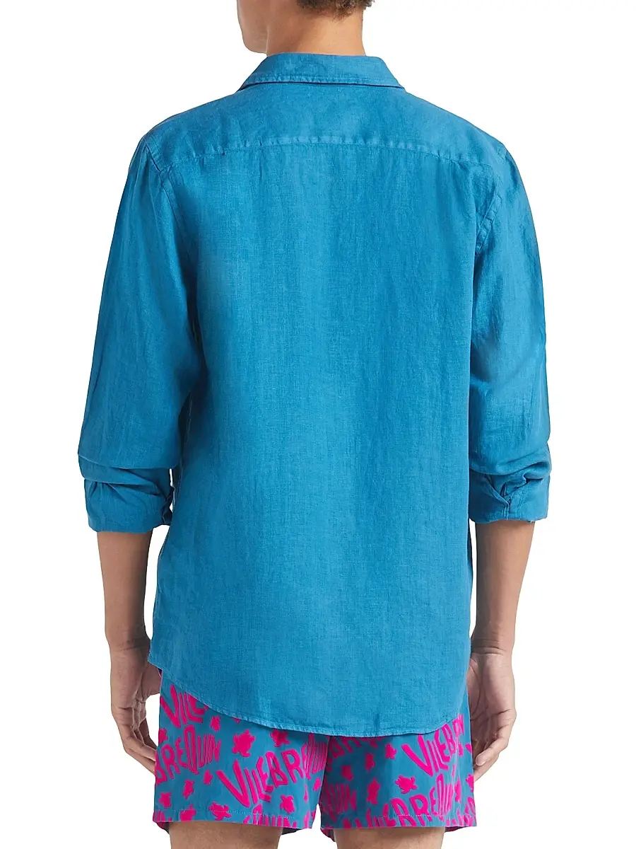 Vilebrequin Men's Long-Sleeve Linen Shirt | Thumbnail 5 Vilebrequin Men's Long-Sleeve Linen Shirt | Thumbnail 5