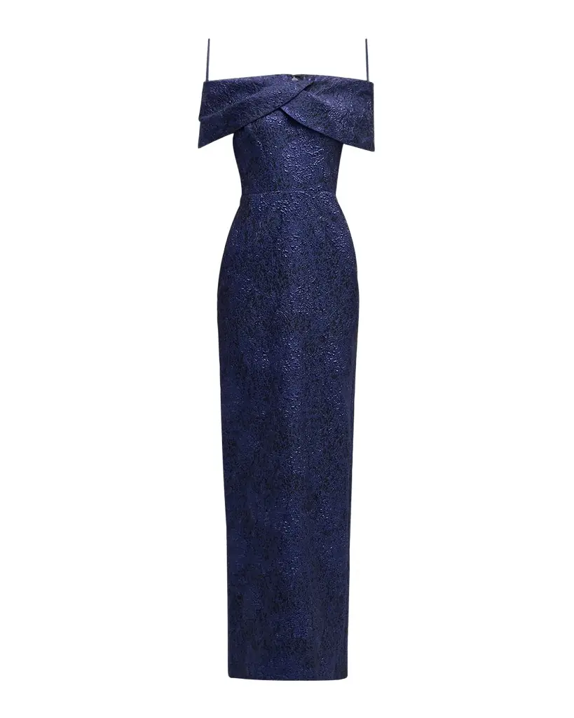 Off-Shoulder Jacquard Column Gown Off-Shoulder Jacquard Column Gown
