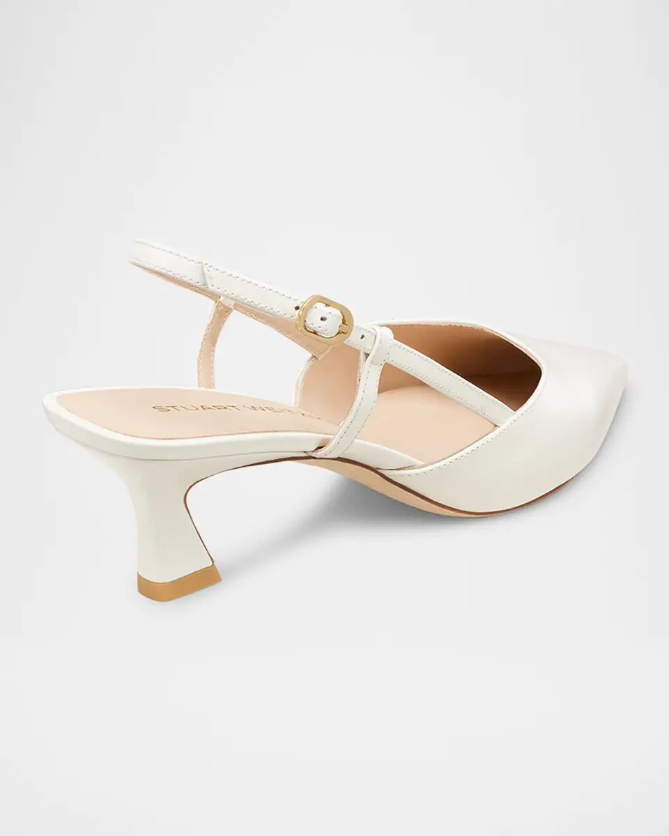 Stuart Weitzman Vinnie Leather Kitten Slingback Pumps | Thumbnail 2 Stuart Weitzman Vinnie Leather Kitten Slingback Pumps | Thumbnail 2
