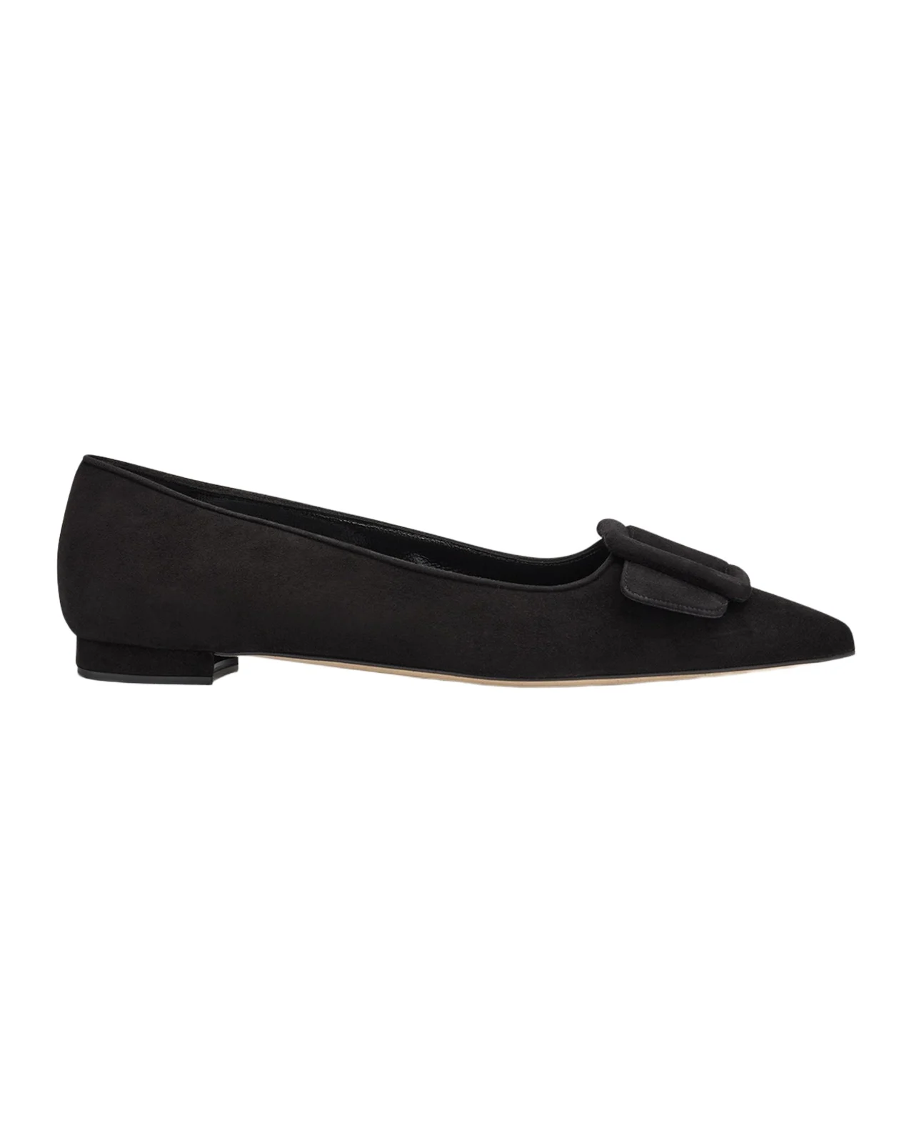 Manolo Blahnik Maysale Suede Buckle Ballerina Flats