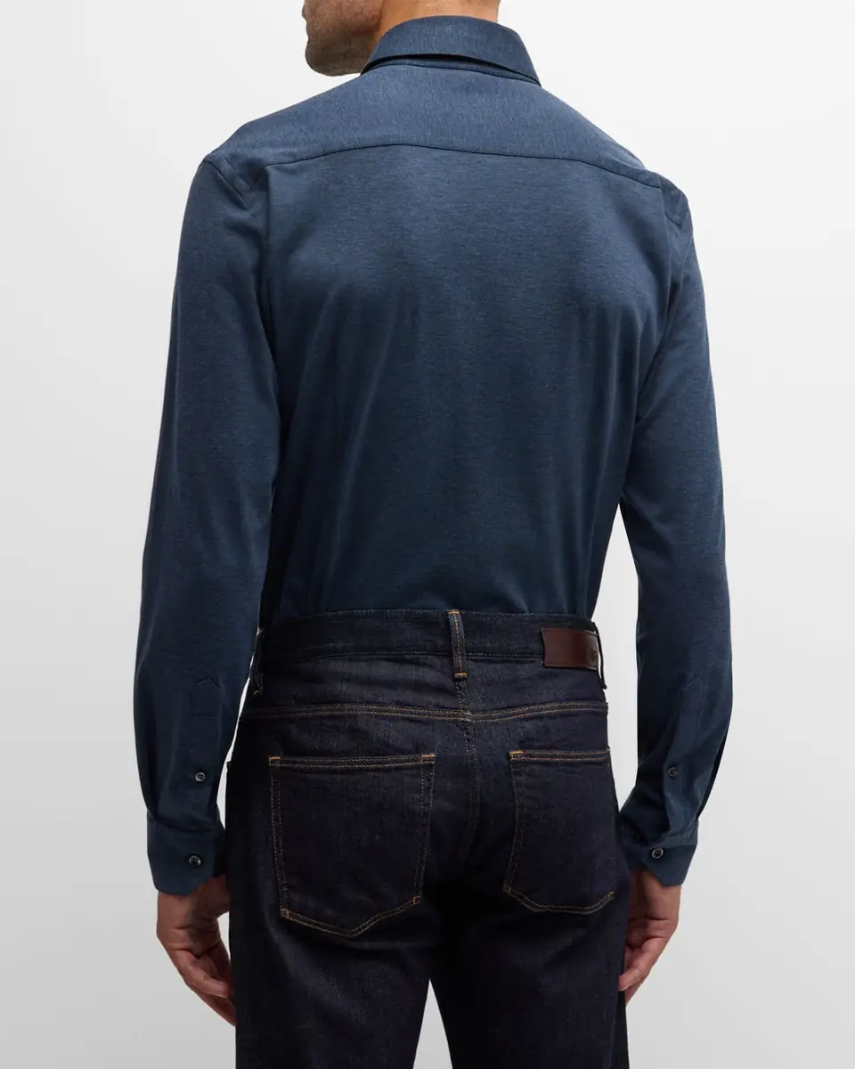 Giorgio Armani Men's Solid Cotton Stretch Sport Shirt | Thumbnail 3 Giorgio Armani Men's Solid Cotton Stretch Sport Shirt | Thumbnail 3