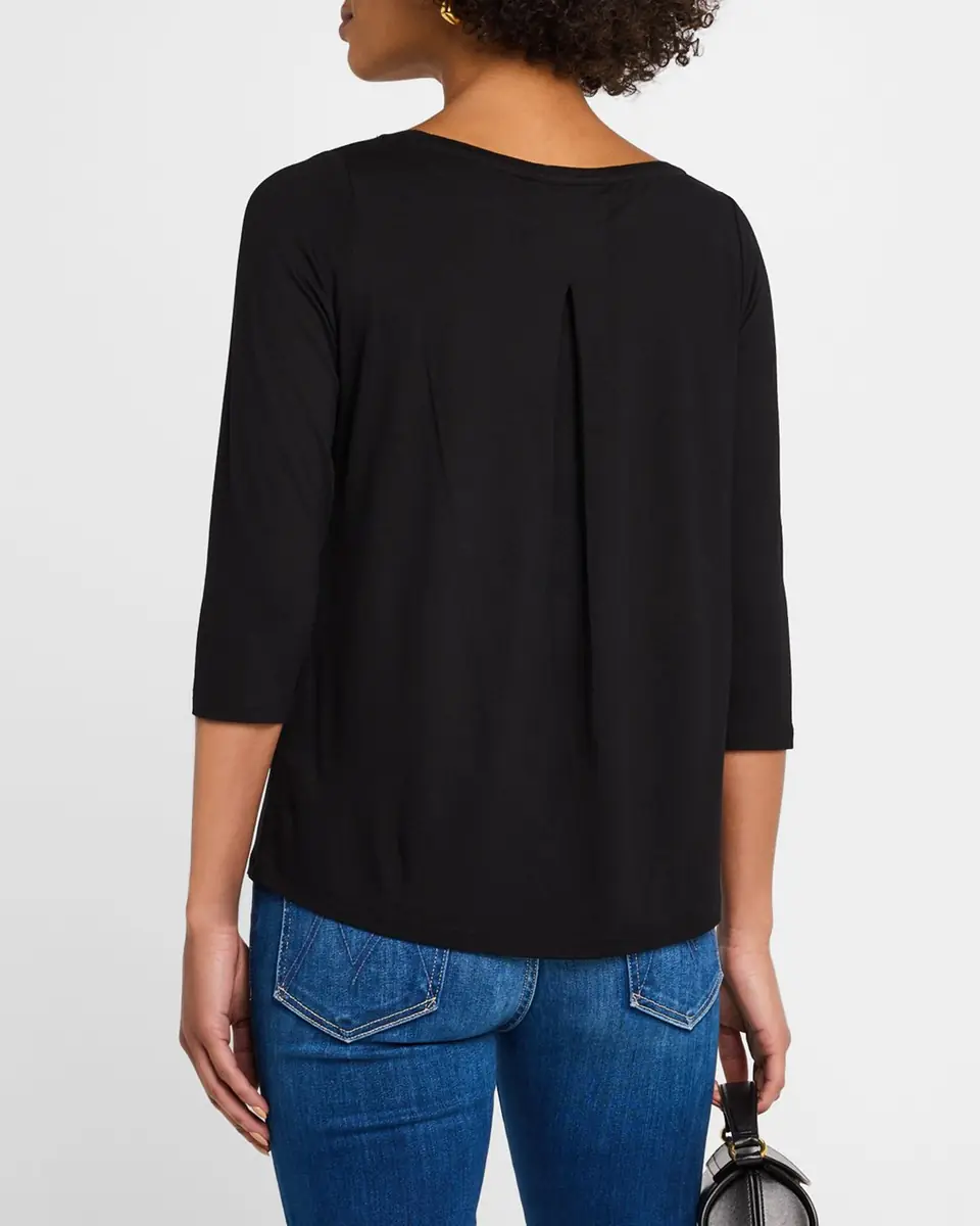 MAJESTIC FILATURES Soft Touch 3/4-Sleeve Pleat Back Crewneck Tee | Thumbnail 3 MAJESTIC FILATURES Soft Touch 3/4-Sleeve Pleat Back Crewneck Tee | Thumbnail 3