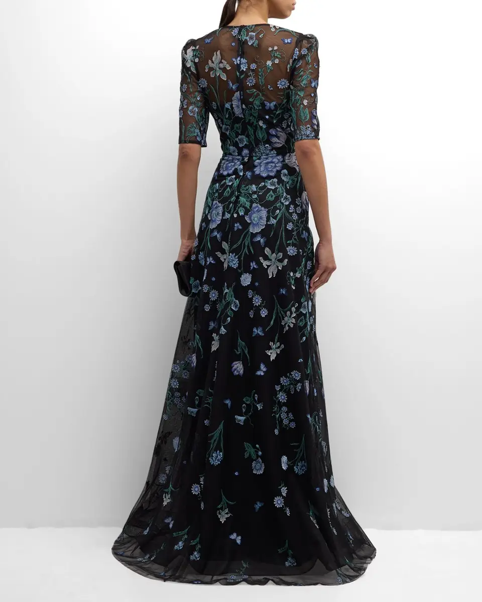 Rickie Freeman for Teri Jon Embroidered A-Line Tulle Gown | Thumbnail 6 Rickie Freeman for Teri Jon Embroidered A-Line Tulle Gown | Thumbnail 6