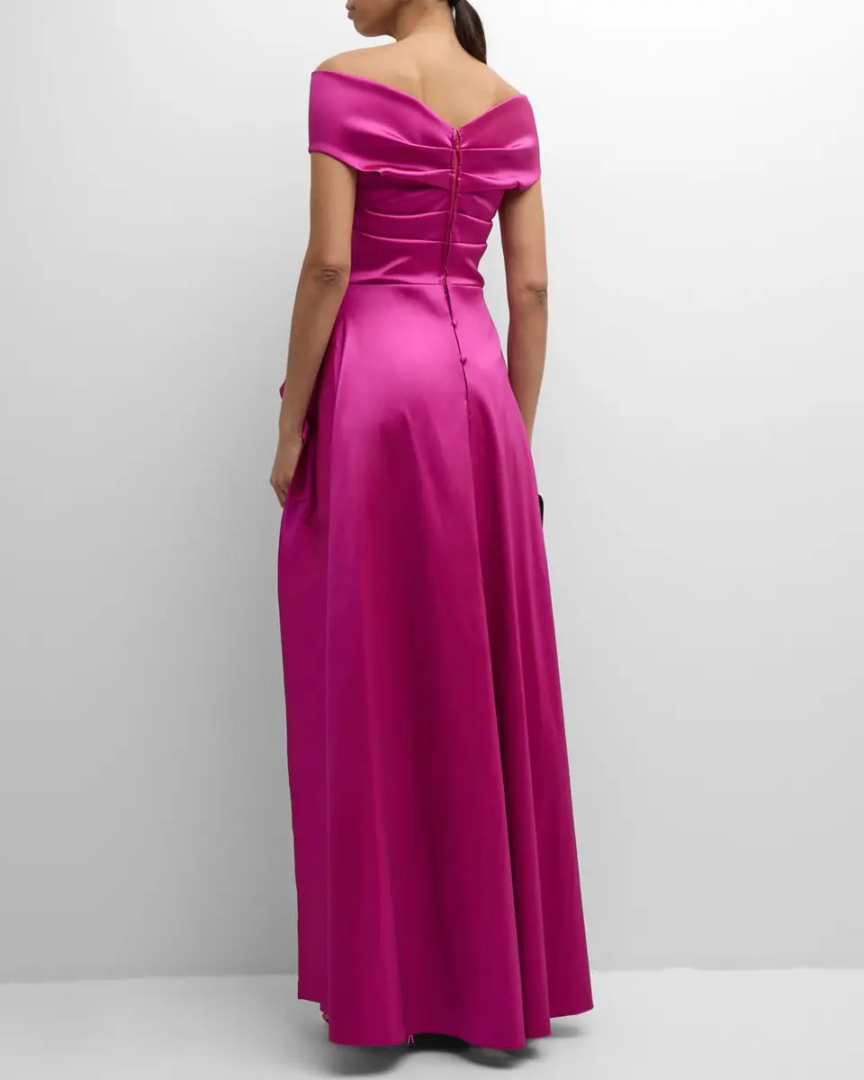 Rickie Freeman for Teri Jon Pleated Off-Shoulder Peplum Gown | Thumbnail 4 Rickie Freeman for Teri Jon Pleated Off-Shoulder Peplum Gown | Thumbnail 4