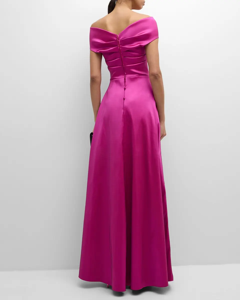 Rickie Freeman for Teri Jon Pleated Off-Shoulder Peplum Gown | Thumbnail 6 Rickie Freeman for Teri Jon Pleated Off-Shoulder Peplum Gown | Thumbnail 6