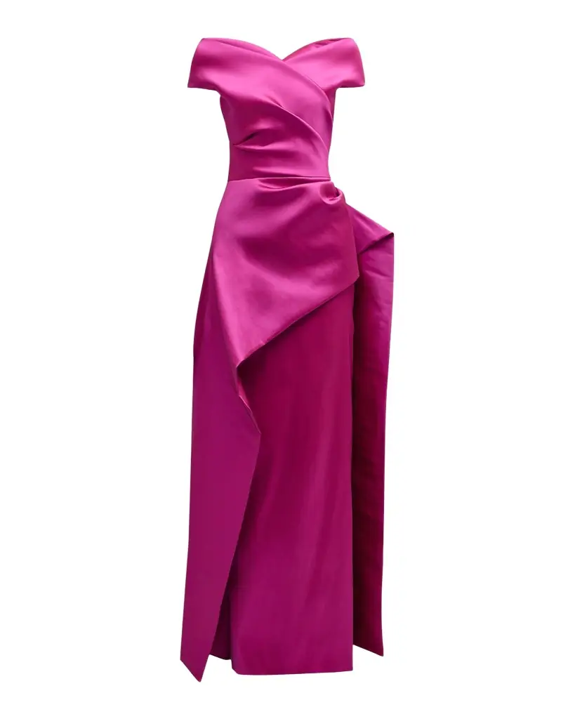 Rickie Freeman for Teri Jon Pleated Off-Shoulder Peplum Gown | Image 1 Rickie Freeman for Teri Jon Pleated Off-Shoulder Peplum Gown | Image 1