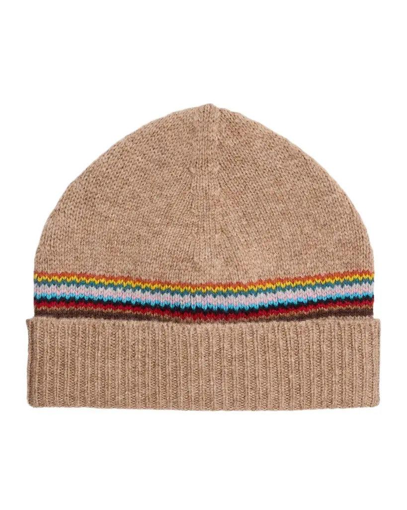Paul Smith Men's Lambswool Signature Block Stripe Beanie Hat | Image 1 Paul Smith Men's Lambswool Signature Block Stripe Beanie Hat | Image 1