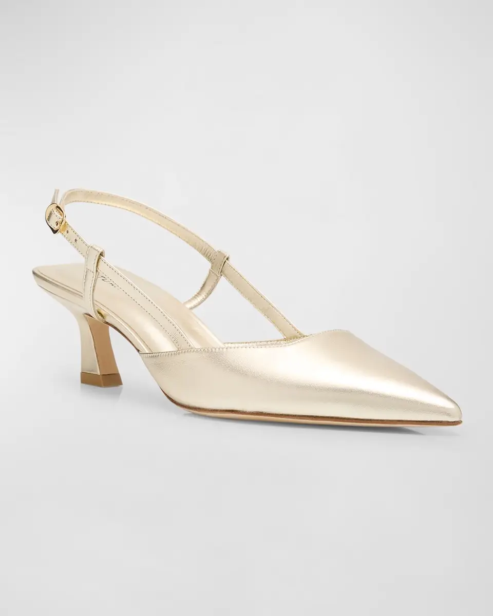 Stuart Weitzman Vinnie Metallic Kitten Slingback Pumps | Thumbnail 3