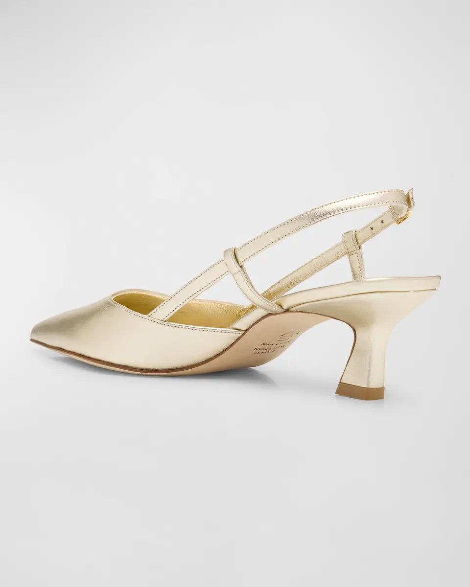 Stuart Weitzman Vinnie Metallic Kitten Slingback Pumps | Thumbnail 4