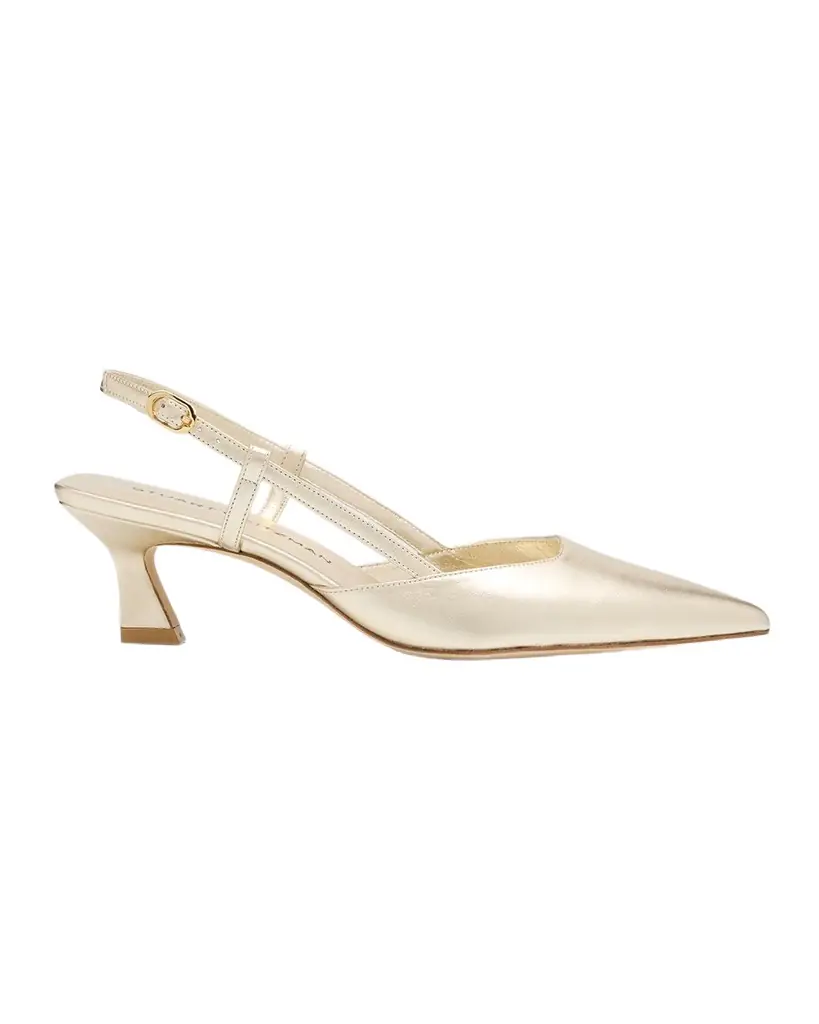 Stuart Weitzman Vinnie Metallic Kitten Slingback Pumps | Image 1 Stuart Weitzman Vinnie Metallic Kitten Slingback Pumps | Image 1