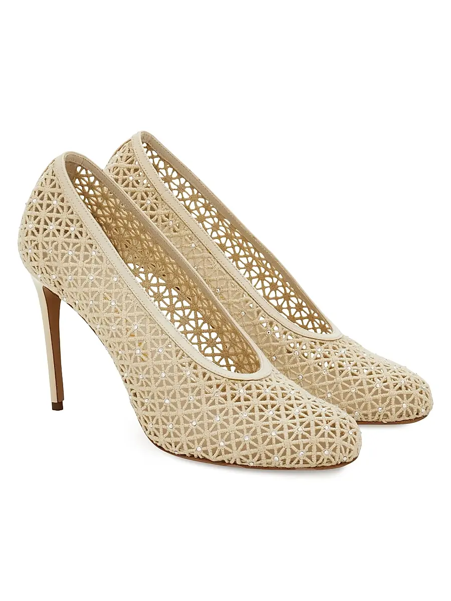 Ferragamo Women's Sol 95MM Lace Stiletto Pumps | Thumbnail 2 Ferragamo Women's Sol 95MM Lace Stiletto Pumps | Thumbnail 2