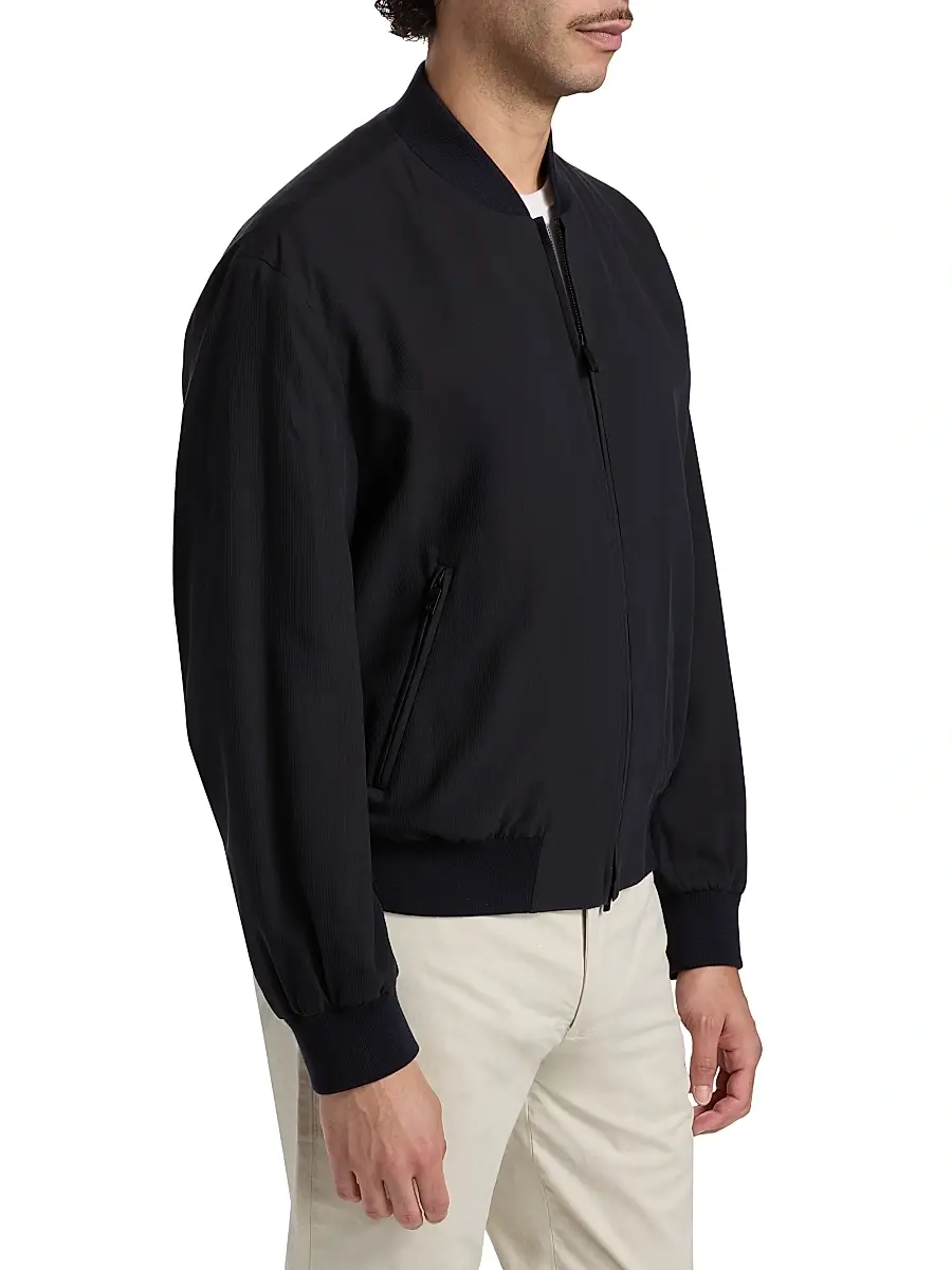 Giorgio Armani Men's Cotton-Blend Bomber Jacket | Thumbnail 4 Giorgio Armani Men's Cotton-Blend Bomber Jacket | Thumbnail 4