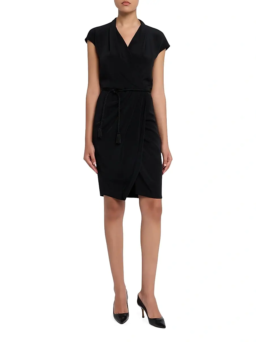 Giorgio Armani Women's Draped Belted Wrap-Style Cocktail Dress | Thumbnail 2