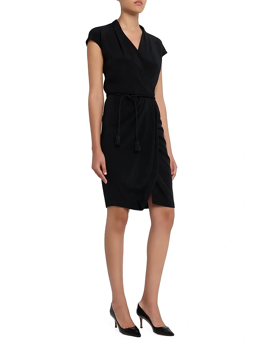 Giorgio Armani Women's Draped Belted Wrap-Style Cocktail Dress | Thumbnail 3