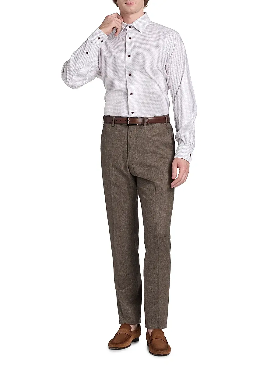 Emporio Armani Men's Flat Front Wool Trousers | Thumbnail 2 Emporio Armani Men's Flat Front Wool Trousers | Thumbnail 2