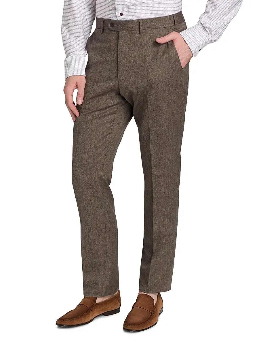 Emporio Armani Men's Flat Front Wool Trousers | Thumbnail 4 Emporio Armani Men's Flat Front Wool Trousers | Thumbnail 4