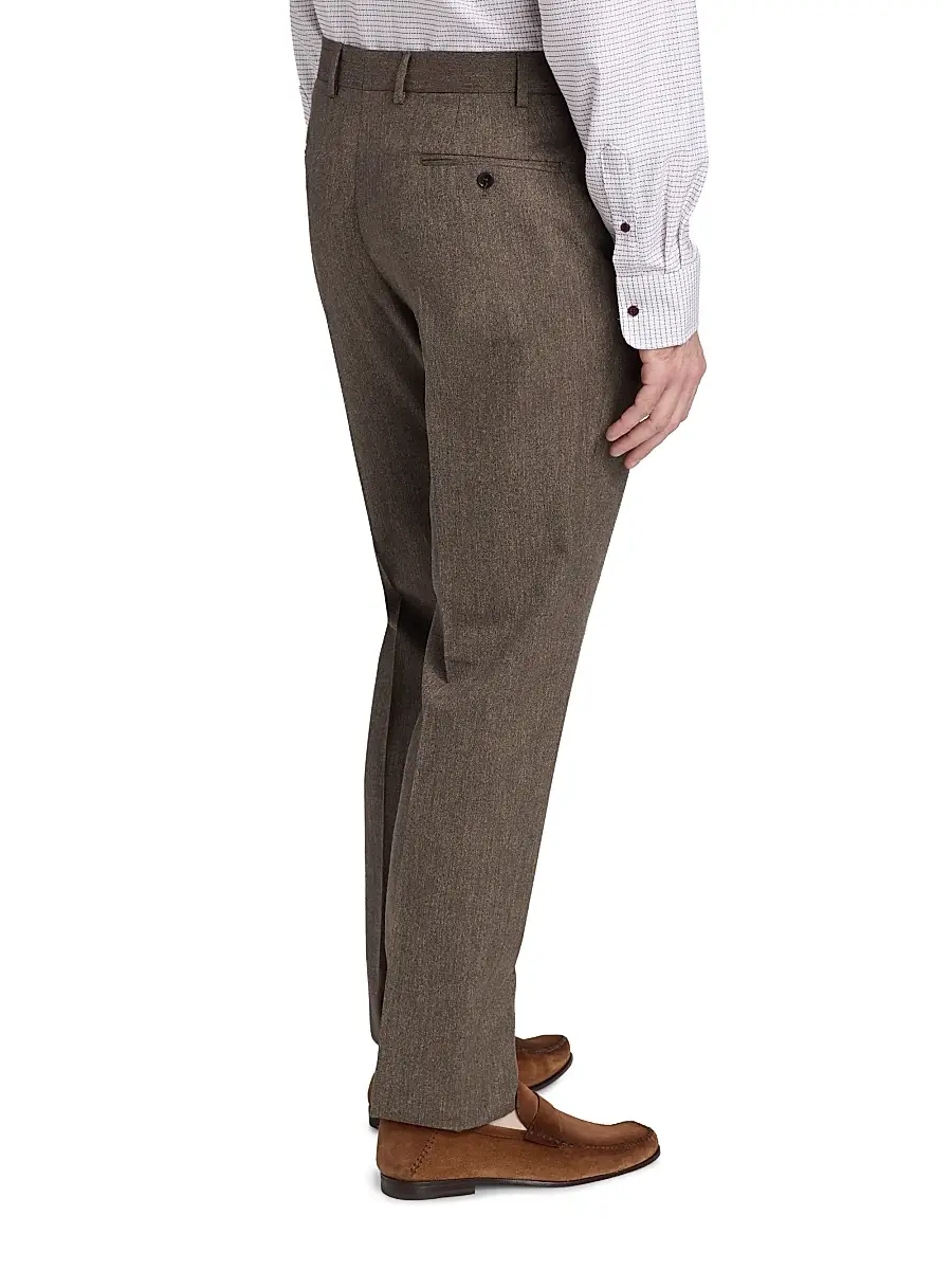 Emporio Armani Men's Flat Front Wool Trousers | Thumbnail 5 Emporio Armani Men's Flat Front Wool Trousers | Thumbnail 5