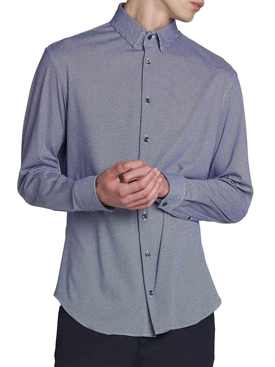 Giorgio Armani Men's Printed Cotton-Blend Jersey Shirt | Thumbnail 3