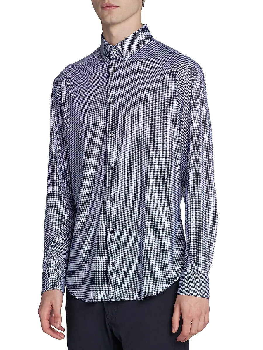 Giorgio Armani Men's Printed Cotton-Blend Jersey Shirt | Thumbnail 4