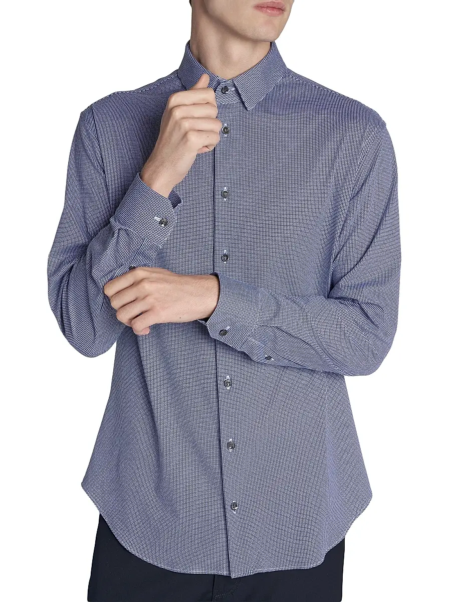 Giorgio Armani Men's Printed Cotton-Blend Jersey Shirt | Thumbnail 6